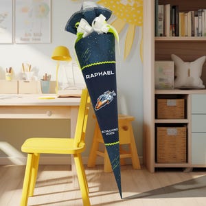 Cône d'école 70 cm assorti au cartable Step Giant Starship Galactus pour garçons cône de sucre inscription scolaire comme coussin