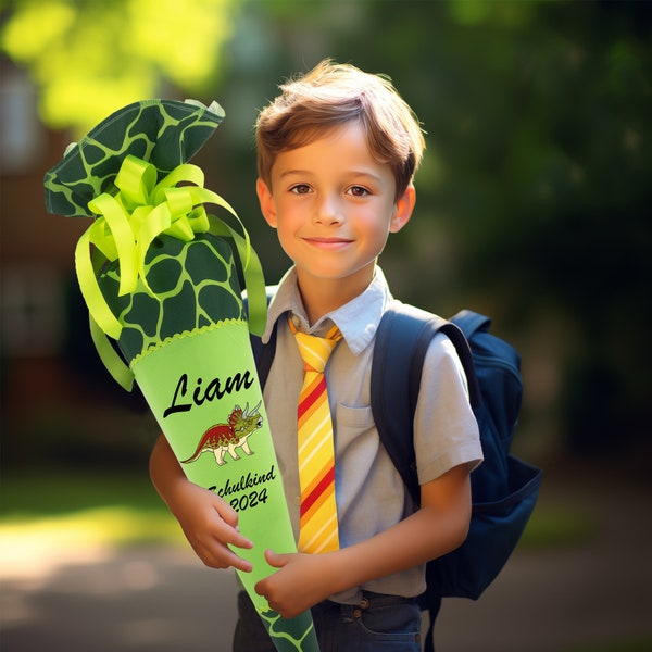 Schultüte 70 cm Passend Zum Dino Tres für Jungen Zuckertüte Einschulung