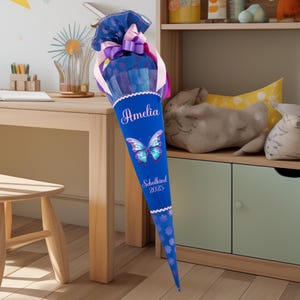 Cône scolaire 85 cm adapté au cartable Step Cloud Butterfly Maja (version 2) pour fille Cône en sucre pour la scolarisation, cône scolaire comme oreiller.