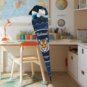 Cartable 85 cm assorti au cartable Step Shine Tiger Night Kimba pour garçon sac à sucre inscription scolaire broderie
