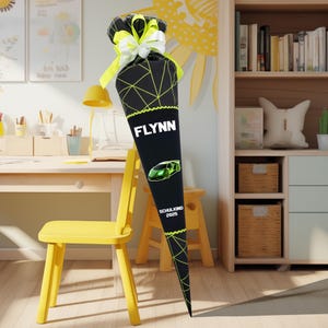 Cône d'école 85 cm assorti au cartable Ergo Cubo Lumi CyBär Race (Variation 2) Personnalisé pour la rentrée scolaire