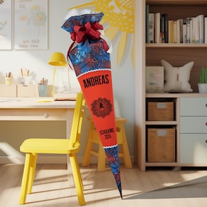 Cône scolaire 1 MÈTRE Araignée pour garçons cône de bonbons inscription scolaire (variante 2)