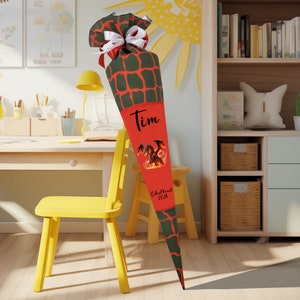 Cône d'école 70 cm adapté à l'Ergo Cubo Lumi FeuerspeiBear Dragon Red pour garçon sac à sucre pour l'école