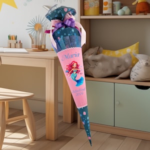 Cône d'école 1 METR adapté au cartable pour filles Mermaid Lola Cartable sirène comme oreiller