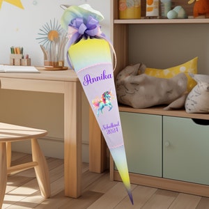 Cône d'école 70 cm adapté au cartable Ergo Cubo ZauBärwelt Reflex Glow Edition pour l'école du sac à sucre pour filles