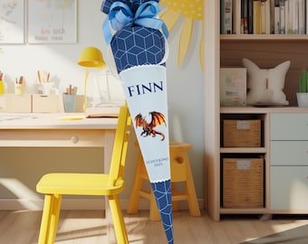 Cone escolar de 85 cm, combinando com a mochila escolar Step Space, Eldora Lava Dragon (Variação 2) para meninos, cone de doces para o início das aulas.