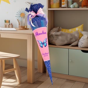 Cône scolaire 70 cm adapté au cartable Step Cloud Butterfly Maja (version 3) pour fille Cône en sucre pour la scolarisation, cône scolaire comme oreiller.