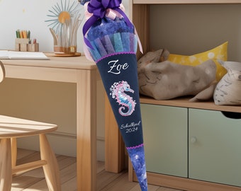 Schultüte 70 cm als Kissen Passend zum Schulranzen Seahorse Zoe für Mädchen Zuckertüte Einschulung