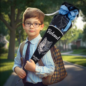 Cartable 85 cm adapté au cartable School Mo Felix Wolf pour garçons sac à sucre inscription scolaire broderie