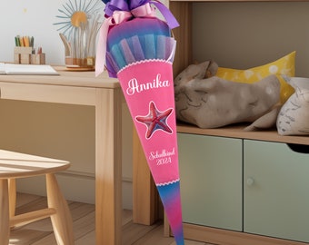 School cone 85 cm to match the school bag Step Cloud Ocean Pink Starfish for girls Candy cone school enrollment School cone as a pillow
