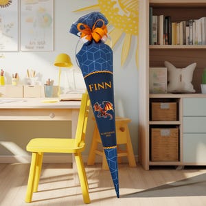 Cône d'école 70 cm adapté au cartable Step Space Schleich Eldorador Lava Dragon (Variation 3) pour garçons cône de bonbons inscription scolaire