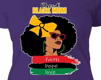 Proud Black Mom, Mother's Day Love, Black History Month Premium Print T-Shirt, Black Owned Shop