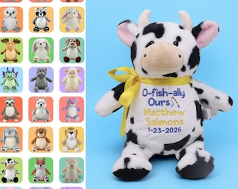 Embroidered Adoption Stuffed Animal | O-Fish-Ally Ours | Adopt Date Keepsake Gift