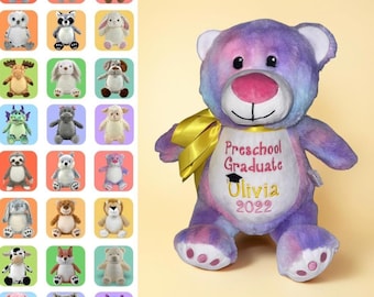 Embroidered School Graduation Stuffed Animal, Preschool Graduation Gift, 2026 Grad, Preschool, Pre-K, Kindergarten, Elementary School