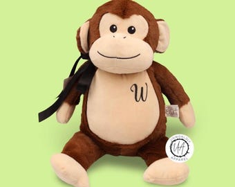 Personalized Embroidered Stuffed Animal: Custom Initial Monogram Plush