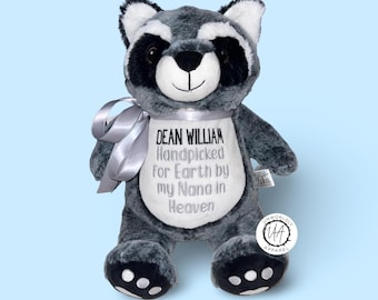 Custom Memorial Stuffed Animal, Embroidered Grief Gift, Handpicked From Heaven, New Baby Announcement Plush