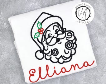 Embroidered Santa Christmas Shirt: Personalized Holiday Outfit