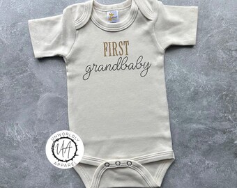 Embroidered First Grandbaby Onesie, Grandparents Pregnancy Reveal, Pregnancy Surprise, Baby Announcement, Baby Surprise, Pregnancy Reveal