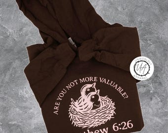 Embroidered Matthew 6:26 Sweatshirt | Christian Hoodie | Faith Crewneck Gift