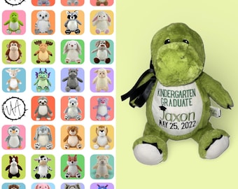 Embroidered Graduation Stuffed Animal, Custom Class Of 2026 Gift, Kids Grad Party, Kindergarten, Preschool, Pre-K