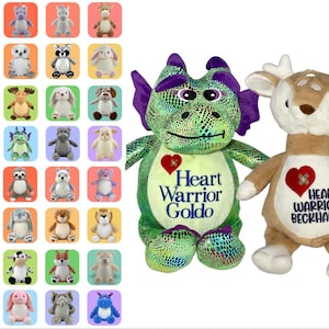 Heart Surgery Stuffed Animal, Personalized Heart Warrior Stuffy, Heart Surgery Kids Gift, Heart Surgery Baby Embroidered Gift, CHD Warrior