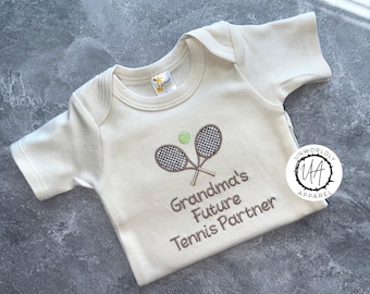 Future Tennis Partner Baby Onesie, Embroidered Tennis Baby Onesie, Tennis Baby Gift, Embroidered Baby Clothes, Custom Tennis Baby Outfit