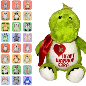 Heart Surgery Stuffed Animal, Personalized Heart Warrior Stuffy, Heart Surgery Kids Gift, Heart Surgery Baby Embroidered Gift, CHD Warrior