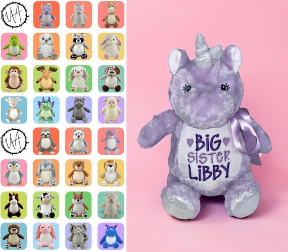 Sibling Stuffed Animal, Personalized Sibling Stuffy, Baby Announcement Stuffed Animal, New Sibling Gift, Big Sister Gift, Big Brother Gift
