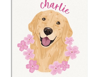 Custom Pet Doodle from Photo, Half Body Dog or Cat Portrait, Personalized Pet Art