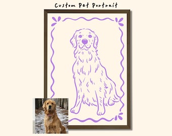 Custom Golden Retriever Memorial Portrait, Personalized Dog Loss Gift