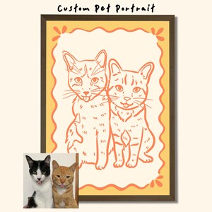 Custom Multiple Pets Portrait, Personalized Dog Cat Family Portrait from Photo