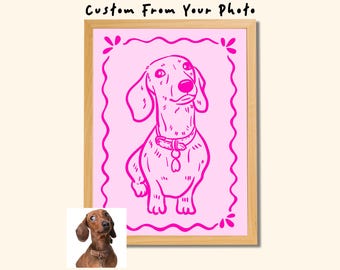 Custom Dog Memorial Portrait from Photo, Personalized Pet Loss Gift
