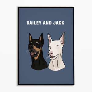 Dessin personnalisé d'un animal de compagnie, portrait d'animal en dessin animé pour chien et chat, cadeau pour elle, cadeau pour lui, illustration personnalisée, cadeau perte de chien