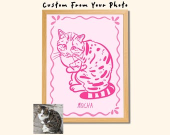 Custom Cat Memorial Portrait from Photo, Personalized Pet Loss Gift