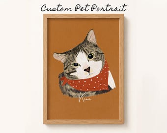 Custom Pet Portrait from Photo, Personalized Dog or Cat Portrait, Custom Pet Gift