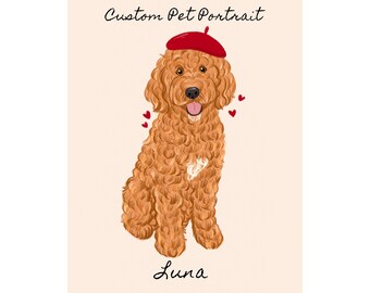 Custom Pet Portrait from Photo, Full Body Dog or Cat Portrait, Personalized Pet Memorial Gift