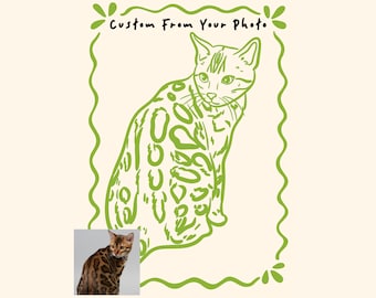Custom Pet Loss Gift, Personalized Dog Cat Memorial Portrait from Photo, Sympathy Gift