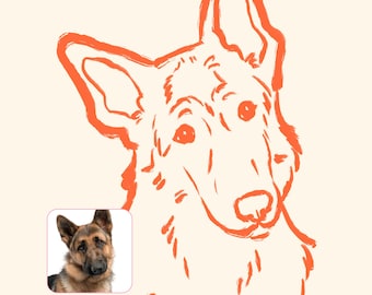 Dog Dad Gifts, Custom German Shepherd Line Art Portrait, Personalized Dog Gift