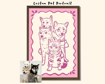 Custom Pet Remembrance Portrait, Personalized Dog Cat Memorial Art from Photo, Sympathy Gift