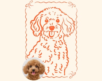 Custom Dog Line Art Portrait, Minimalist Dog Memorial Drawing Digital Download