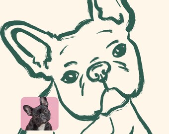 Dog Mom Gift, Custom French Bulldog Portrait from Photo, Personalized Pet Art