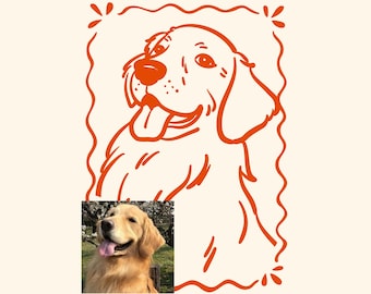 Custom Dog & Cat Portrait from Photo, Digital Pet Line Art