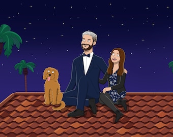 Retrato de caricatura personalizado: regalo de arte digital personalizado (Día de la Madre, Halloween, Navidad)