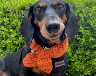 Neckerchief Scarf - Orange - Crochet Knitted Neckwear for Dogs, Cats, Pets