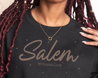 Salem Witches Club Sweatshirt, Embroidered Halloween Crewneck
