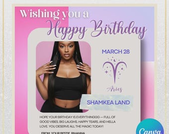 Birthday Shoutout Canva Template – Editable Social Media Post, Instagram Birthday Flyer, Digital Birthday Card, Personalized IG Post Design