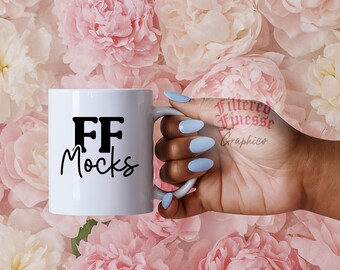 Floral Pink Studio Mockup 11oz White Ceramic Mug Aesthetic Teacher Appreciation
