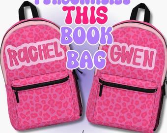 Hot Pink Leopard Custom Name Backpack Back to School