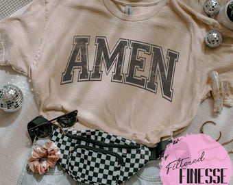 AMEN Graphic Tshirt basata sulla fede cristiana