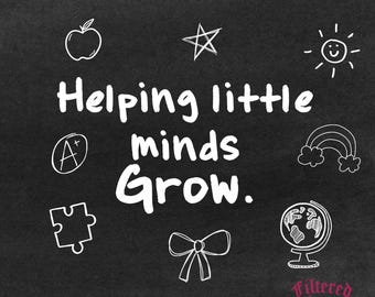 Helping Little Minds Grow Png, Coquette Teacher Name Png, Pencil Bow Png, Trendy Back to School Png